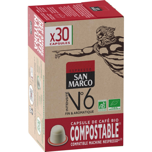 Acheter San Marco Café capsules compatibles Nespresso bio intensité 6